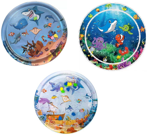 Round Baby Water Play Mat Inflatable Tummy Time Toy for Infants & Toddlers