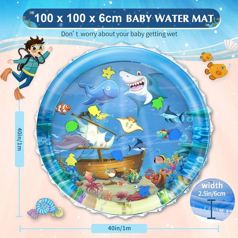 Round Baby Water Play Mat Inflatable Tummy Time Toy for Infants & Toddlers