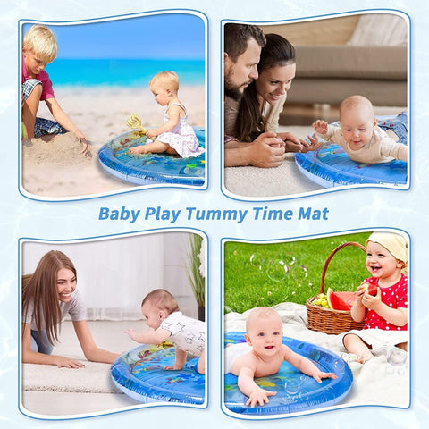 Round Baby Water Play Mat Inflatable Tummy Time Toy for Infants & Toddlers