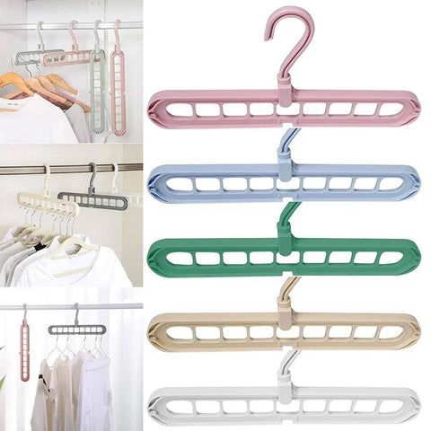 9 Hole Hanger Multifunction Magic Clothes Hanger Organizer 360° Rotating Foldable Space Saver