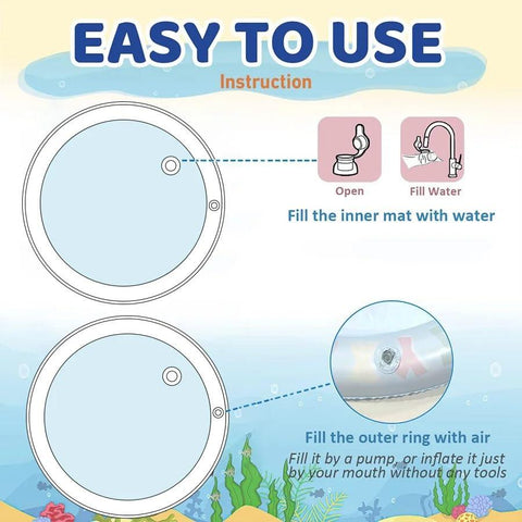 Round Baby Water Play Mat Inflatable Tummy Time Toy for Infants & Toddlers