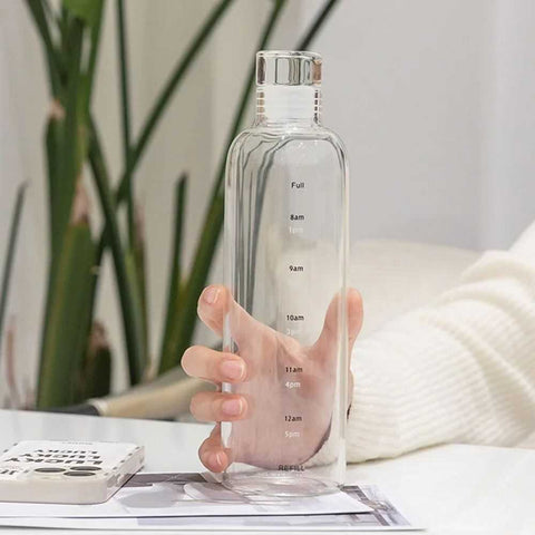 500ml Transparent Timeline Bottle – Motivational Water Bottle with Time Markers
