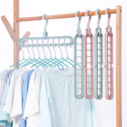 9 Hole Hanger Multifunction Magic Clothes Hanger Organizer 360° Rotating Foldable Space Saver