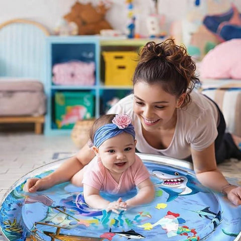 Round Baby Water Play Mat Inflatable Tummy Time Toy for Infants & Toddlers